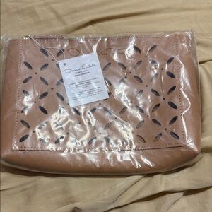 Oscar de la Renta Tan Cutout Cosmetic Bag